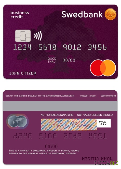 Suède Carte de crédit Mastercard SwedBank